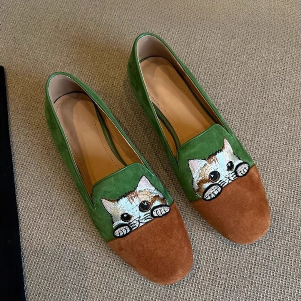 Cozy Cat Suede Flats