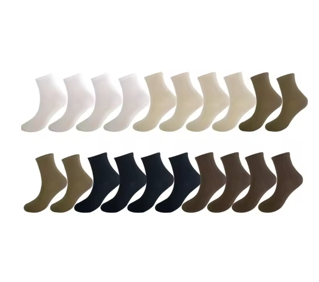 5 Pairs Of New Socks Set Solid Color Women's Casual Cotton Socks Autumn Simple Women's Medium Length Socks