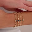 14k Gold Evil Eye Rolo Bracelet | Protection Charm on Chunky Belcher Chain