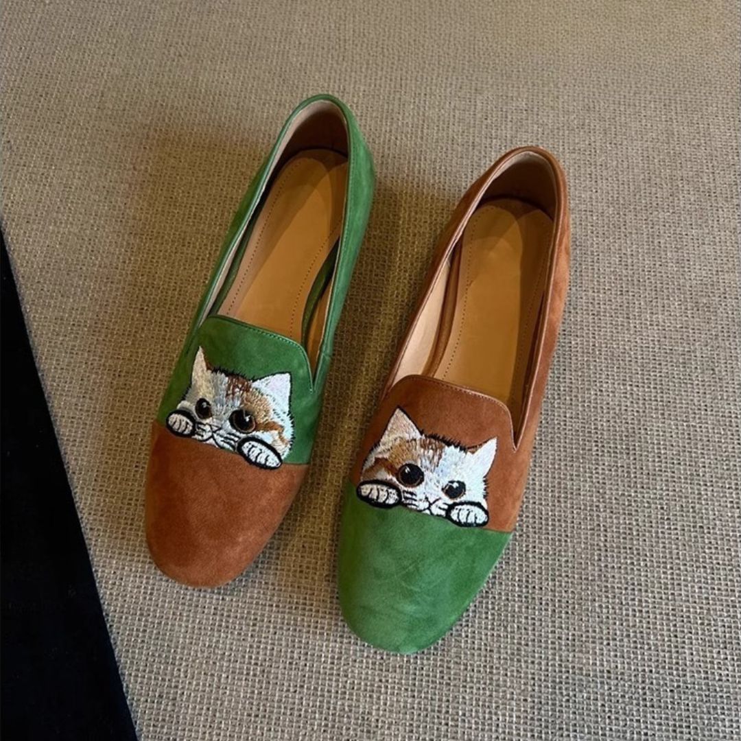 Cozy Cat Suede Flats