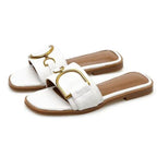 Square-Toe Chic Leather Sandals