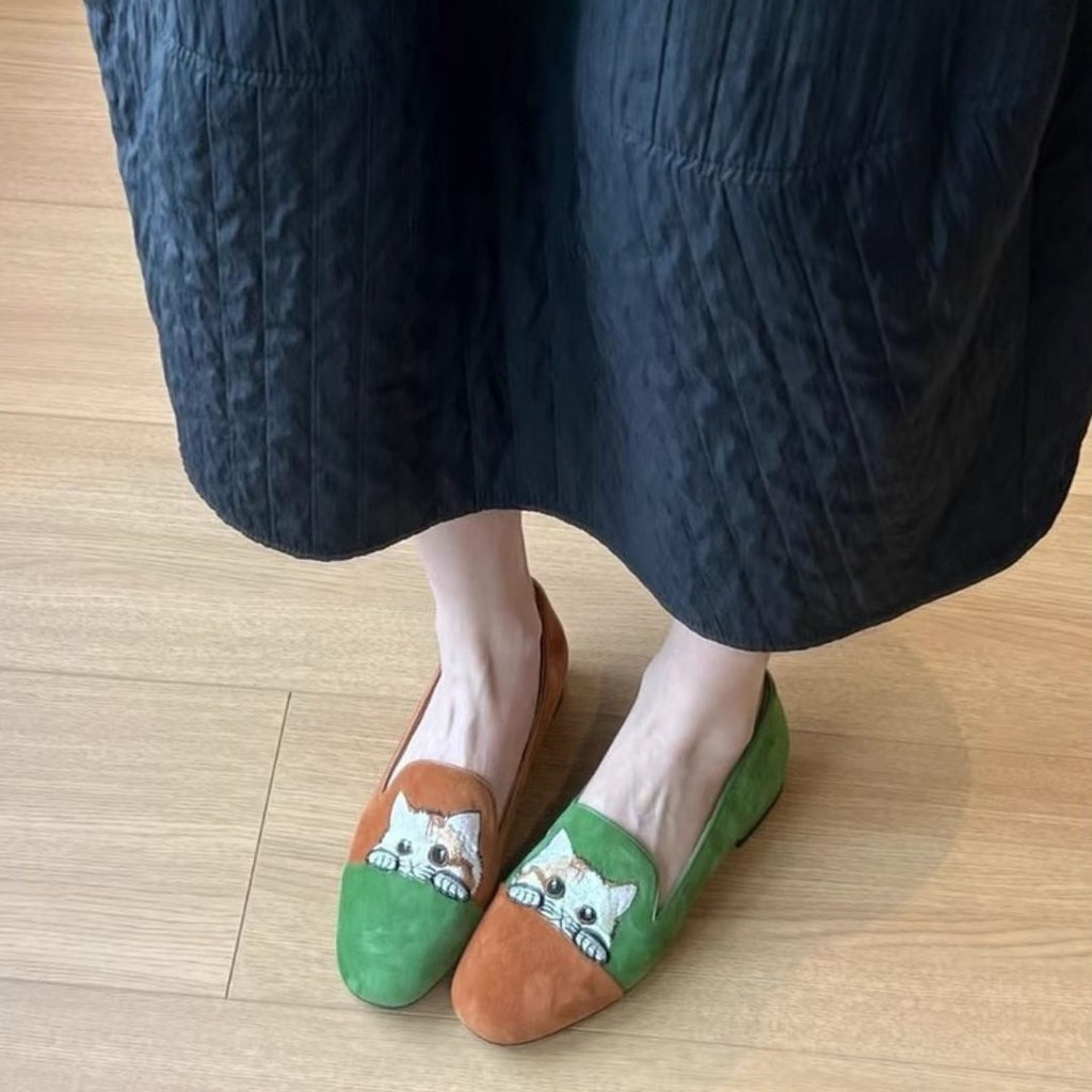 Cozy Cat Suede Flats