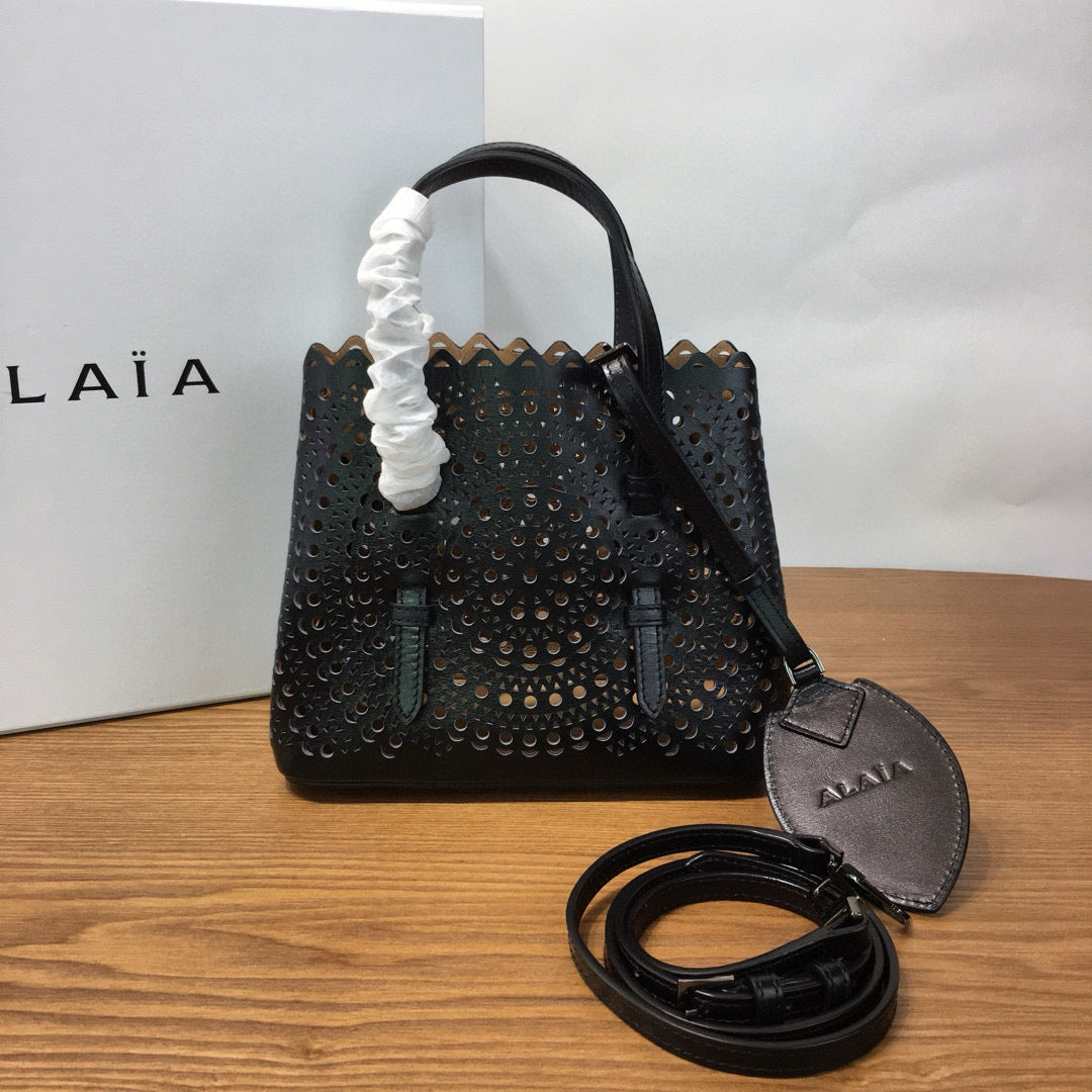 Alaia Mina 16 Bag Black Vienne Wave Calfskin