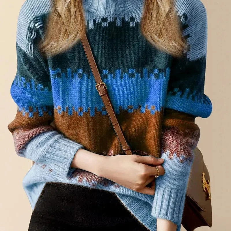 Pixel Knit Turtleneck Sweater