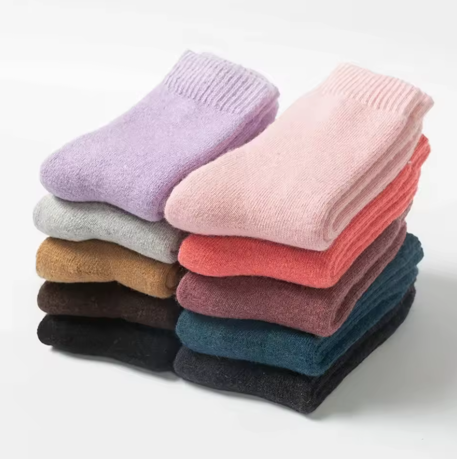 5 Pairs Wool Socks Women Winter Warm Thicken Cozy Boot Thermal Solid Color Soft Sock for Ladies Crew Comfy Work Sock Men Hiking
