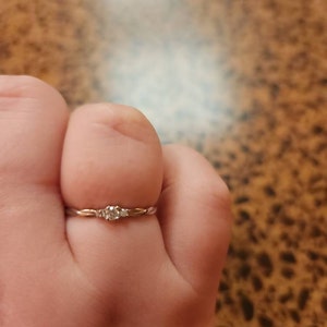 14k Solid Gold Twisted Solitaire Ring • Tiny Diamond Engagement Ring • Dainty Minimalist Ring • Promise Jewelry Gift for Her