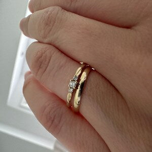 14k Solid Gold Twisted Solitaire Ring • Tiny Diamond Engagement Ring • Dainty Minimalist Ring • Promise Jewelry Gift for Her