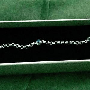 14k Gold Evil Eye Rolo Bracelet | Protection Charm on Chunky Belcher Chain