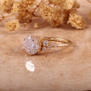2 ct  Round Moissanite Engagement Ring 14K Yellow Gold ,6 prong Wedding Ring , Bridal Ring, Anniversary Ring Gift for Her , Moissanite Ring
