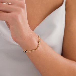 14k Gold Evil Eye Rolo Bracelet | Protection Charm on Chunky Belcher Chain