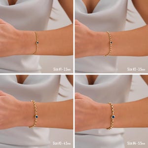14k Gold Evil Eye Rolo Bracelet | Protection Charm on Chunky Belcher Chain