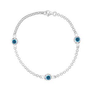 14k Gold Evil Eye Rolo Bracelet | Protection Charm on Chunky Belcher Chain