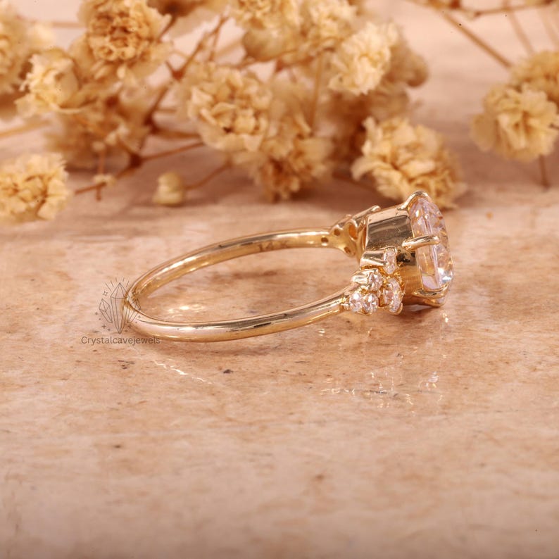 2 ct  Round Moissanite Engagement Ring 14K Yellow Gold ,6 prong Wedding Ring , Bridal Ring, Anniversary Ring Gift for Her , Moissanite Ring